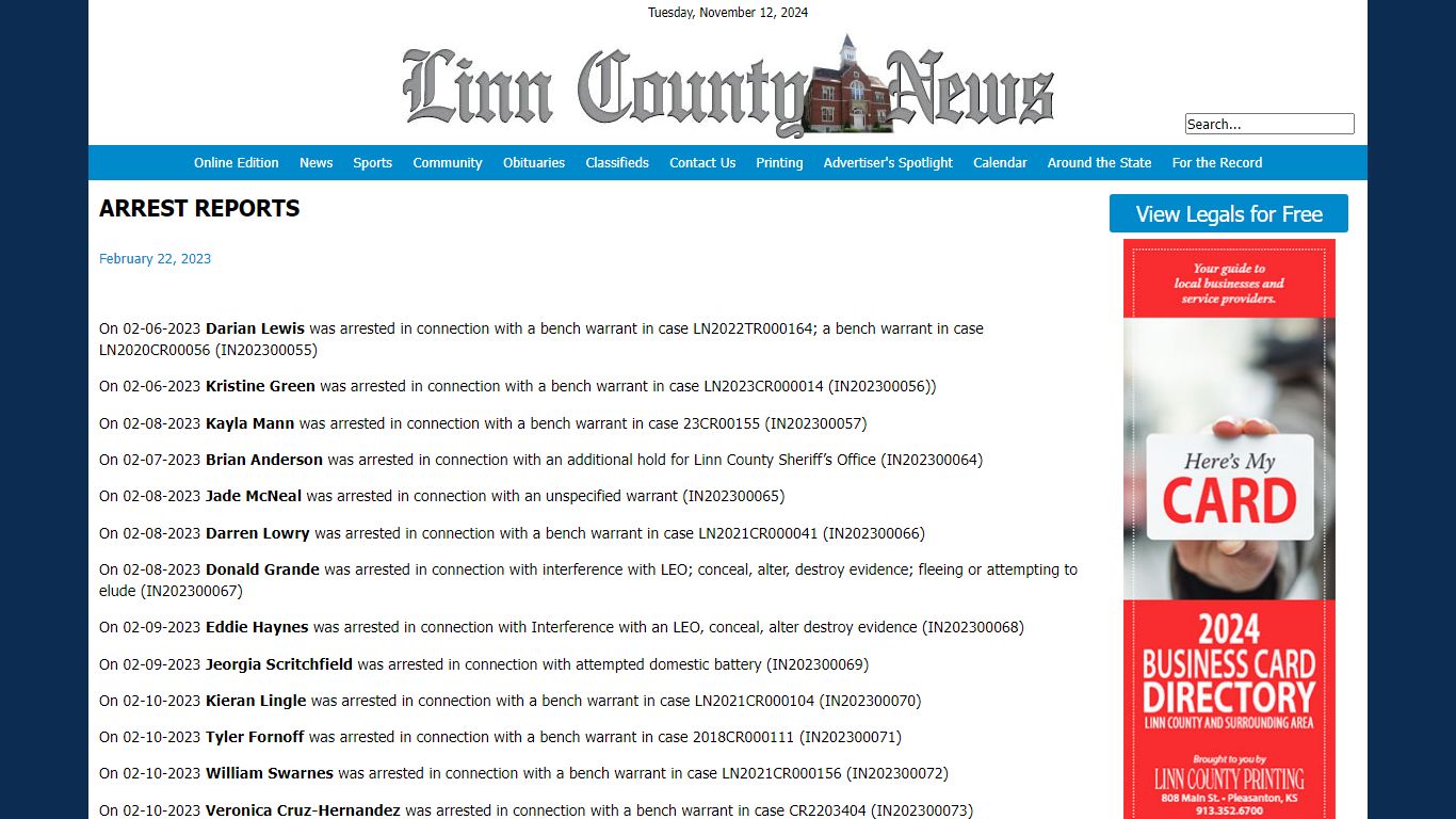 ARREST REPORTS - The Linn County News