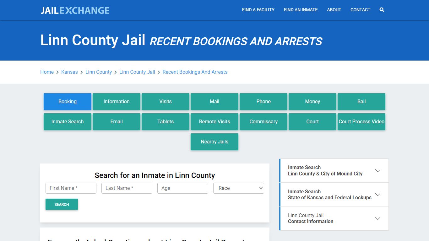 Linn County Jail KS Recent Arrests and Bookings - Jail Exchange